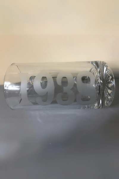 Etched glass mug