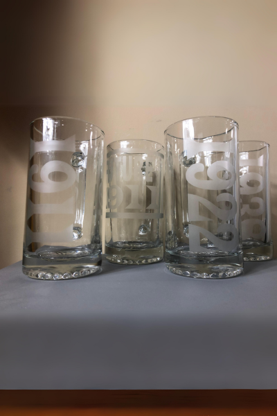 Etched glass mug