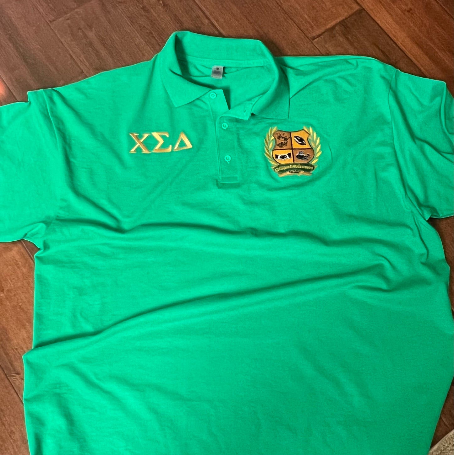 Chi Fraternity Green SS Polo 2XL