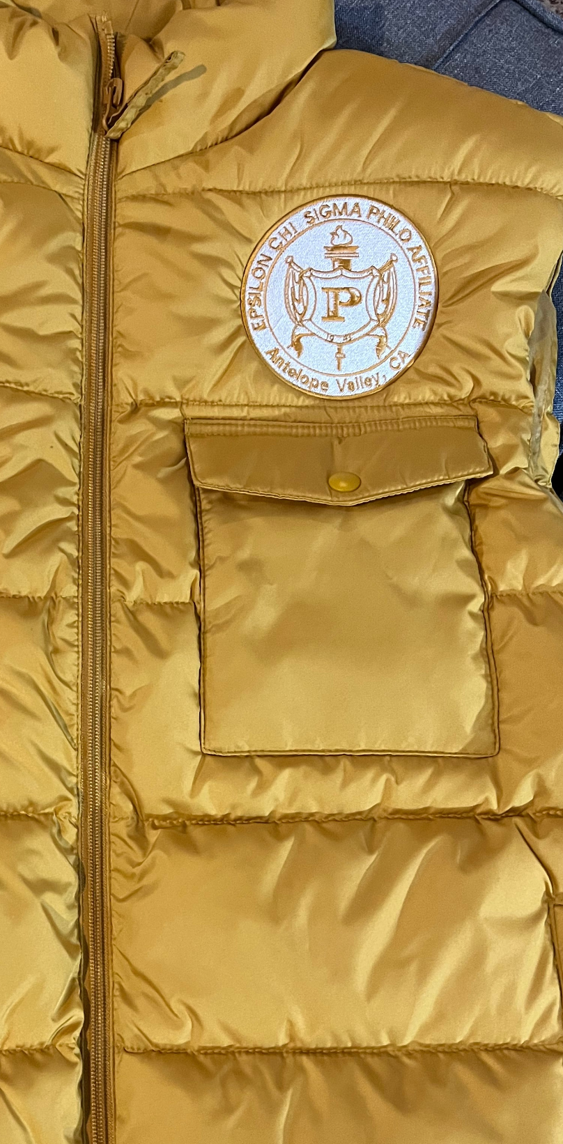 Embroidered Gold Philo Puffer vest