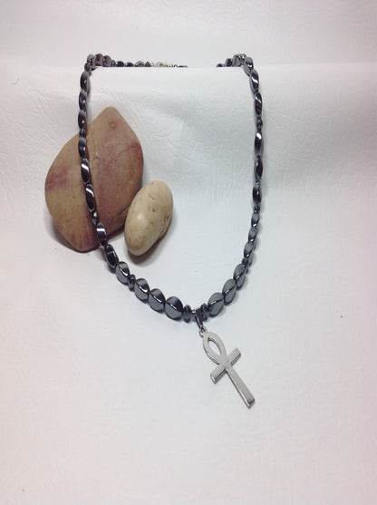 Hematite Ankh Necklace