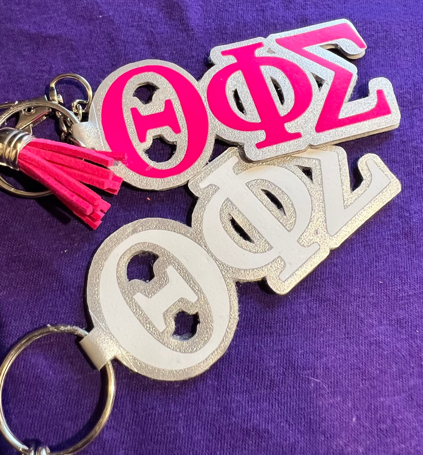 Theta Faux Letter Key Chain