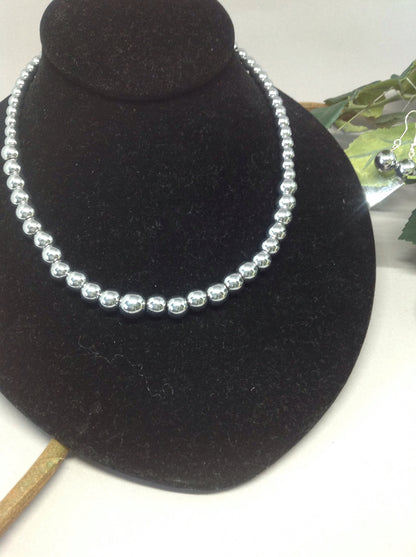 Silver Hematite Beaded Necklace