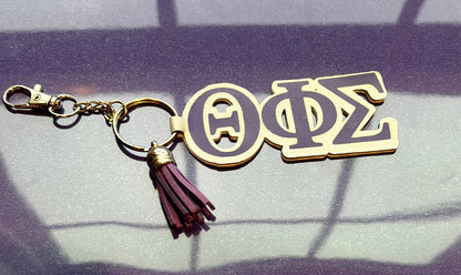 Theta Faux Letter Key Chain