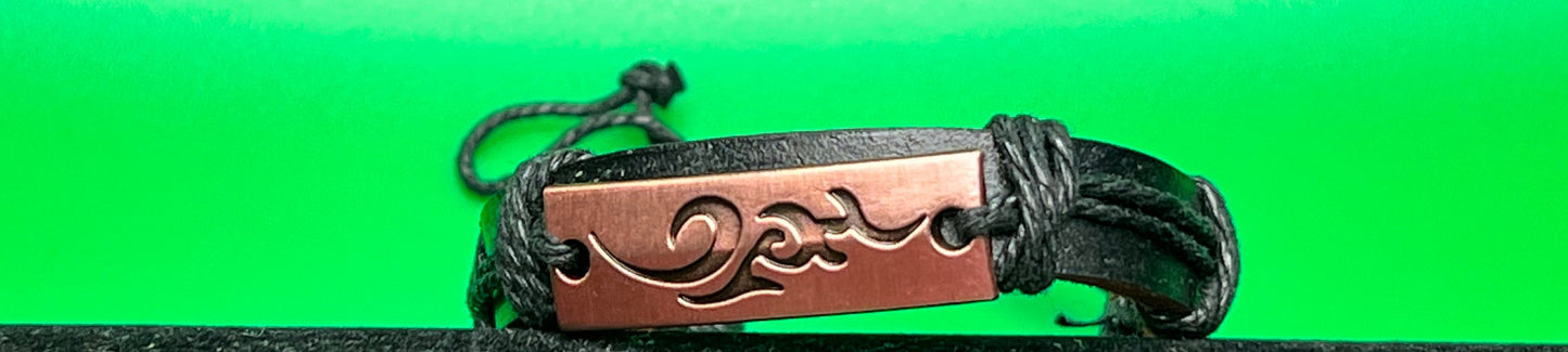 Leather Copper Wave Bracelet