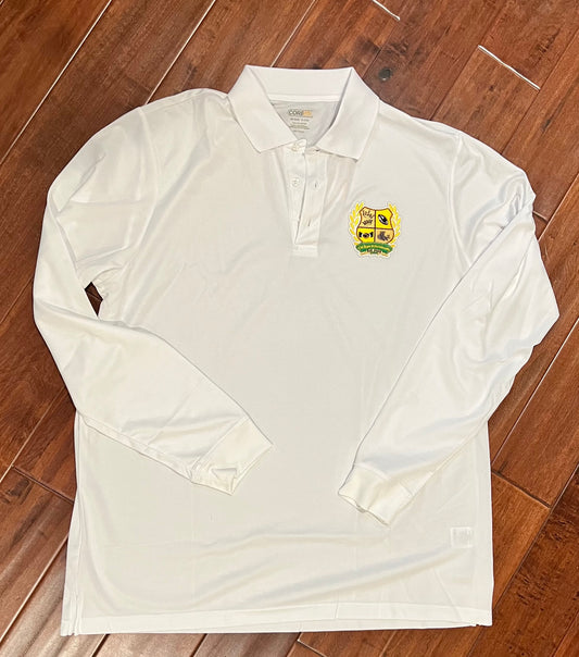 2XL White Fraternity Polo with Patch