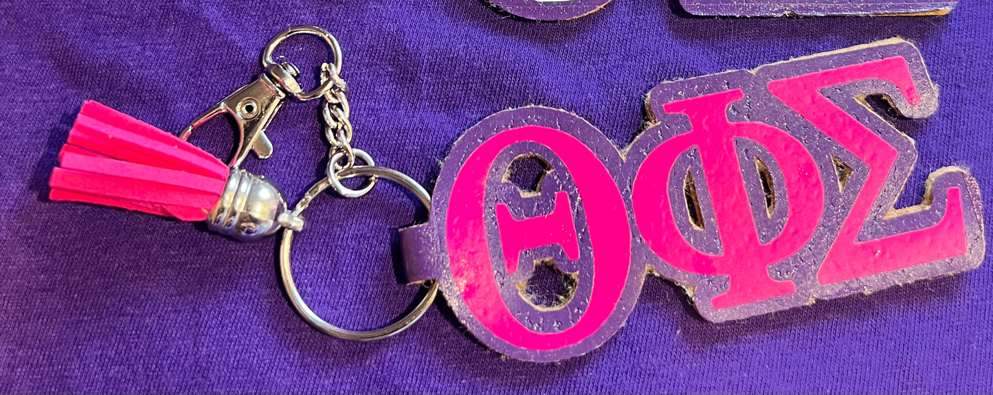 Theta Faux Letter Key Chain