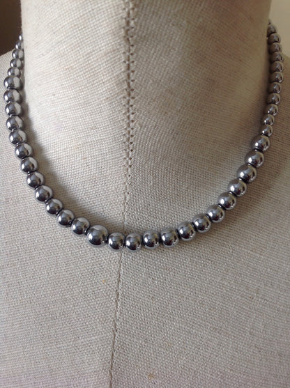 Silver Hematite Beaded Necklace