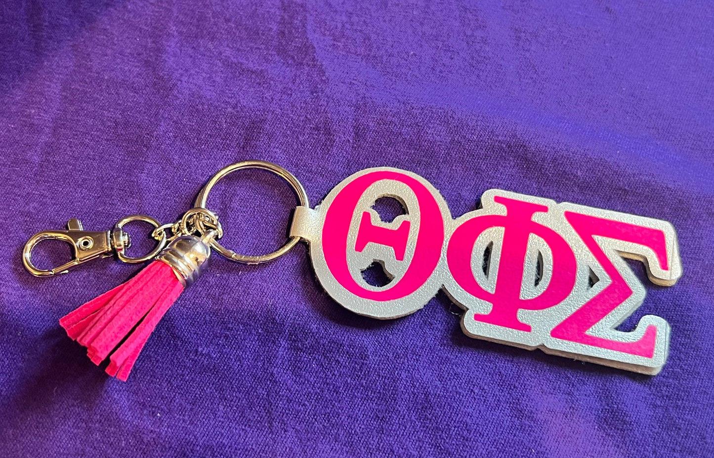 Theta Faux Letter Key Chain